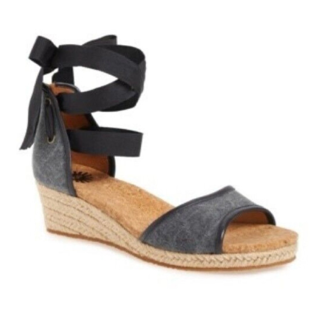 Ugg ankle wrap Grey and Black Women's Espadrille Sandals size 7